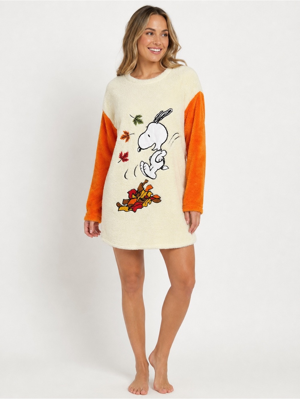 Snoopy Fleece Embroidered Fall Sleep Dress